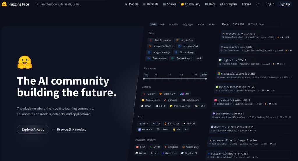Hugging Face 모델 다운로드를 위한 허깅페이스 홈페이지 화면